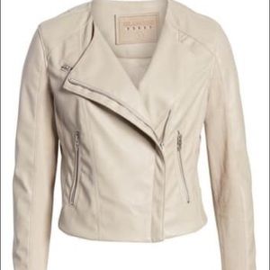 XS collarless moto jacket faux leather NWOT